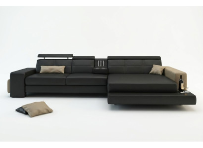 Set divano angolare di design con pouf per soggiorno imbottito.