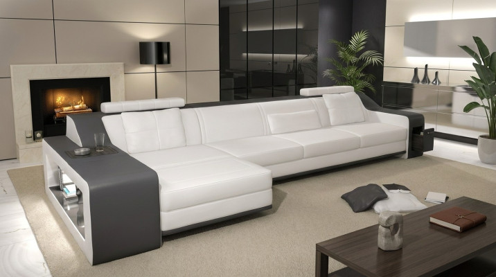 Divano design angolare con pouf salotto componibile divano imbottito.