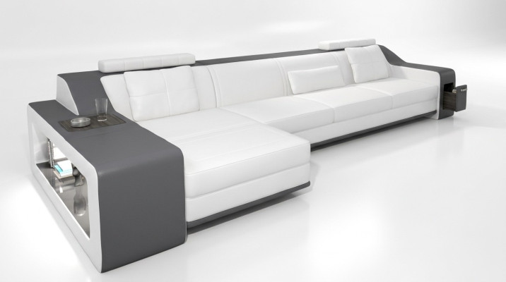 Divano design angolare con pouf salotto componibile divano imbottito.