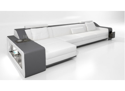 Divano design angolare con pouf salotto componibile divano imbottito.