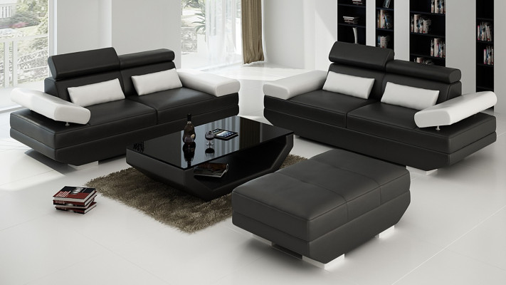 Mobili di lusso, divano componibile con pouf, divano, imbottitura 3 + 3 posti + poggiapiedi per il salotto.