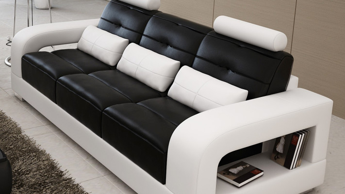 Divano in pelle Set di divani 3 posti + 1 posto + 1 posto Design soggiorno