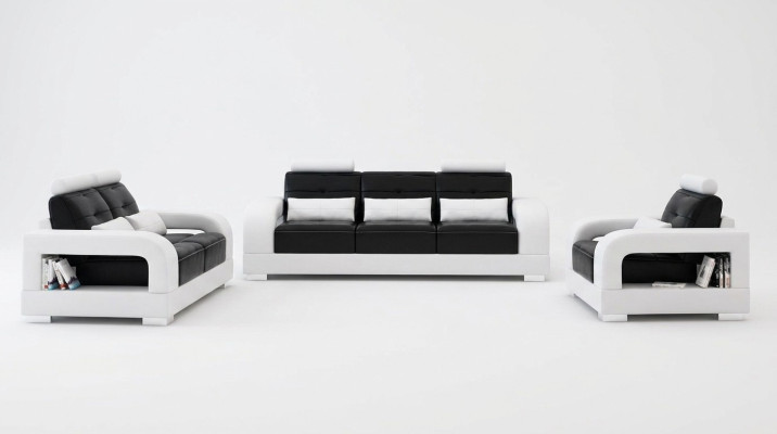 Divano in pelle Set di divani 3 posti + 1 posto + 1 posto Design soggiorno