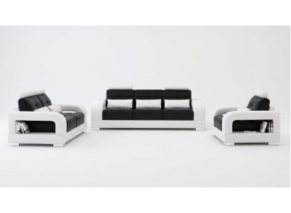 Divano in pelle Set di divani 3 posti + 1 posto + 1 posto Design soggiorno