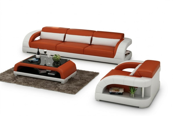 Divano Set di divani 3+1+1 Posti Design Cuscini Divano Moderno