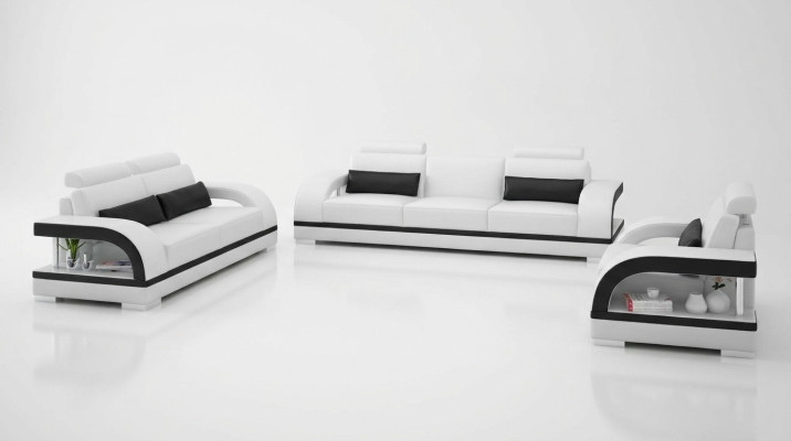 Divano in pelle Salotto Set divani 3+1+1 posti Sedili Design Moderno Sofa