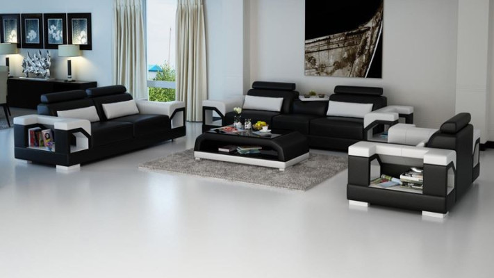 Divano in pelle Divano Salotti Composizione divano 3+1+1 Posti Sedute Set Design Moderno Sofa