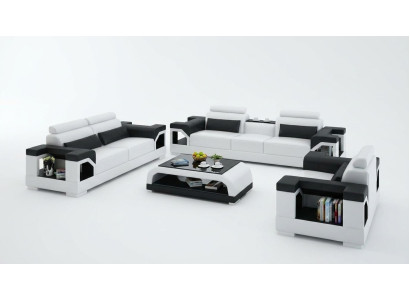 Divano in pelle Divano Salotti Composizione divano 3+1+1 Posti Sedute Set Design Moderno Sofa