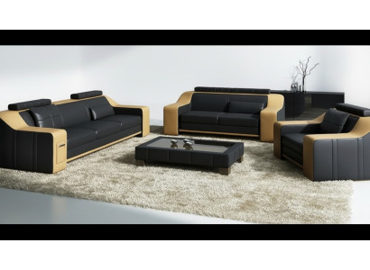 Divano in pelle Divano Set di divani Set di divani Design Moderno Divano 3+1+1 Posti.