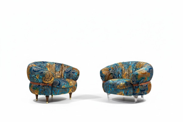 Poltrona design divano sofà relax tessuto lounge lusso club televisivo imbottito