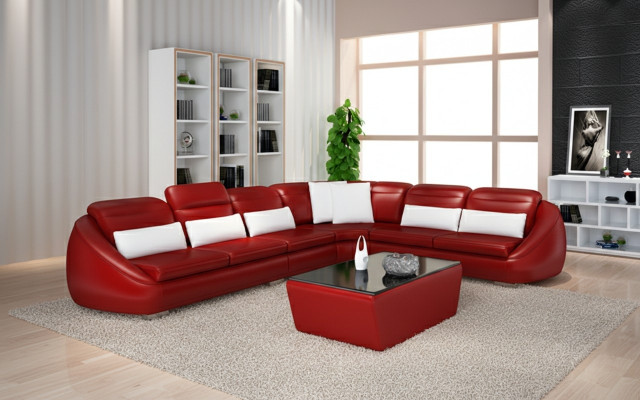 Divano angolare con pouf, divano design, divano letto, divano da salotto con set di imbottitura.