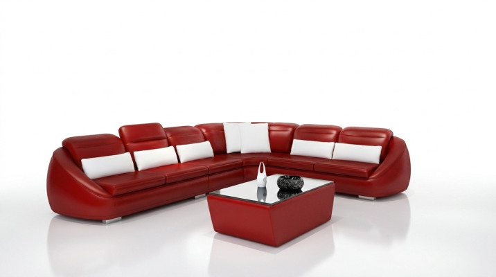 Divano angolare con pouf, divano design, divano letto, divano da salotto con set di imbottitura.