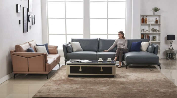 Divano design divano componibile con pouf imbottito soggiorno.