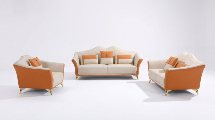 Divano con rivestimento in pelle, divano, sedile, set completo, divano moderno 3 posti + 2 posti.