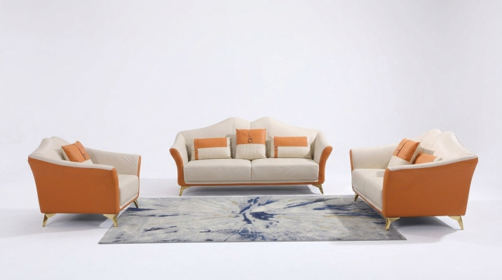 Divano in pelle Divano Set di divani 3 + 1 + 1 Posti a sedere Set di divani Design Moderno Nuovo divano