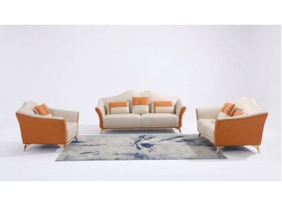Divano in pelle Divano Set di divani 3 + 1 + 1 Posti a sedere Set di divani Design Moderno Nuovo divano