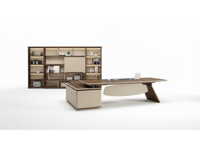 Arredamento per ufficio, set 2 pezzi. Tavolo da capo, armadio per documenti, scrivania, tavoli, scaffale.