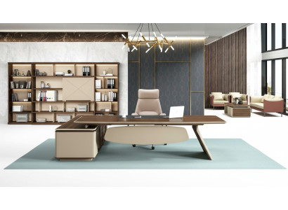 Scrivania elegante e grande armadio per ufficio dal design contemporaneo
