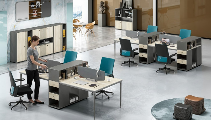 Mobili per ufficio Arredamento Tavoli Tavolo 4 postazioni di lavoro Scrivania Call center