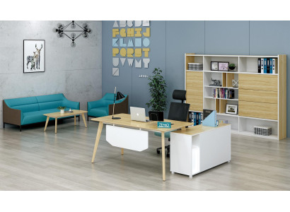 Arredamento per ufficio 2 pezzi. Set scrivania + schedario scaffale.