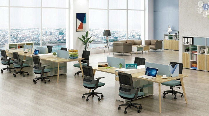 Mobili per ufficio tavoli in legno per 4 postazioni di lavoro scrivania