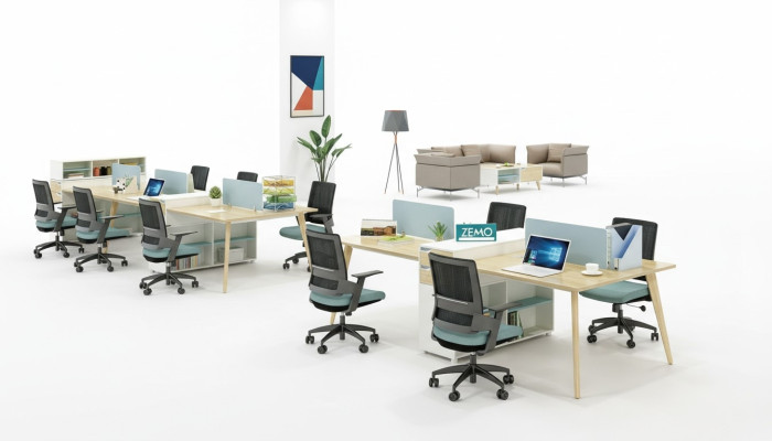 Mobili per ufficio tavoli in legno per 4 postazioni di lavoro scrivania