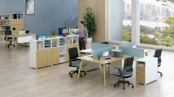 Centro assistenza 4 postazioni di lavoro Scrivania Mobili per ufficio Arredamento Attrezzatura