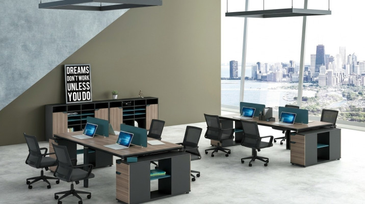 Mobili da ufficio Tavoli Tavolo Callcenter Legno 4 postazioni scrivania