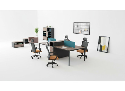 Scrivania postazione di lavoro tavolo 4 posti di lavoro bancone legno tabelle ufficio