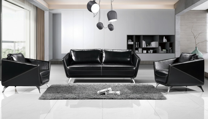 Divano in pelle a 3 posti + 1 + 1 posti, divano, divano angolare, set di design moderno.