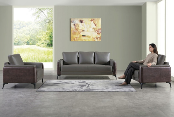 Set divano 3+1+1 posti Design Divani in pelle imbottiti Relax Moderni