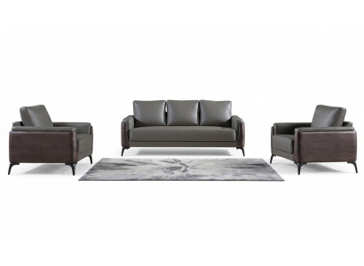 Set divano 3+1+1 posti Design Divani in pelle imbottiti Relax Moderni