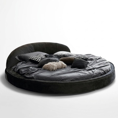 Letto rotondo design moderno lusso imbottito rotondo tessuto tessile letti rotondi nuovi