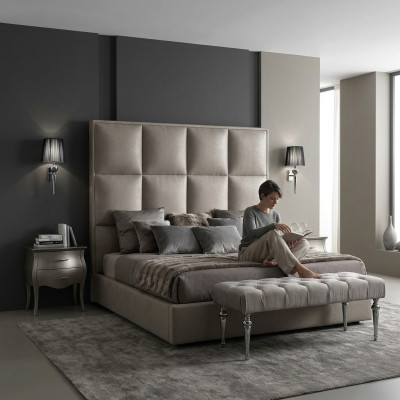 Letto matrimoniale Tessuto Designer Tessile Matrimonio Letto moderno Camera da letto Imbottito Tessile