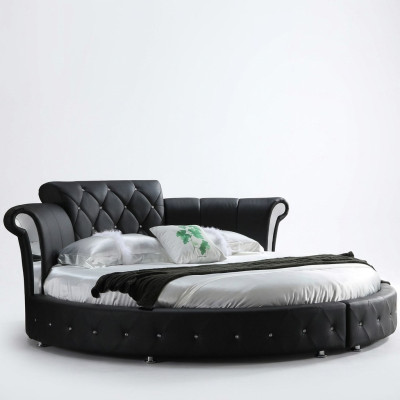 Letto rotondo Chesterfield di lusso Design Classico con imbottitura in pelle vellutata