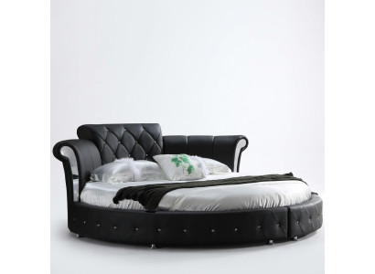 Letto rotondo Chesterfield di lusso Design Classico con imbottitura in pelle vellutata