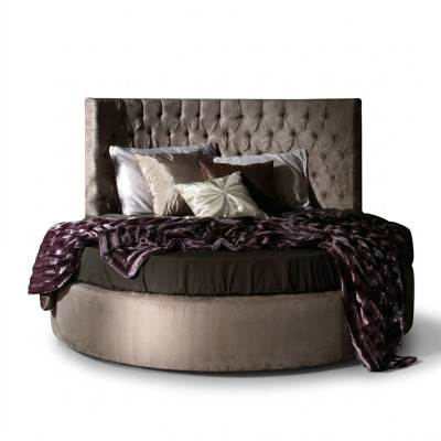 Rotondo Chesterfield Letto Rotondo di Lusso Classico Hotel Tessuto in Velluto e Pelle Nuovi