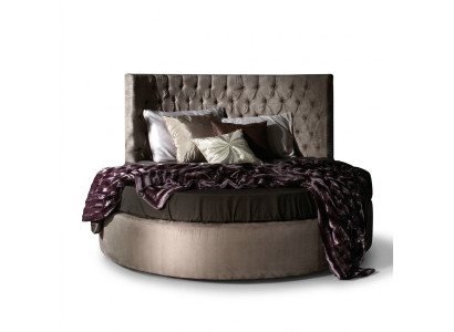 Rotondo Chesterfield Letto Rotondo di Lusso Classico Hotel Tessuto in Velluto e Pelle Nuovi