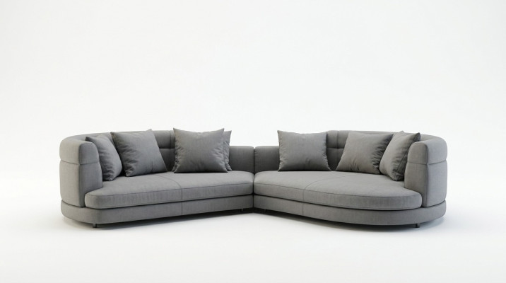 Divano 4 posti in tessuto Divani di lusso Design lussuoso Divano rotondo Imbottito Quattro posti xxl