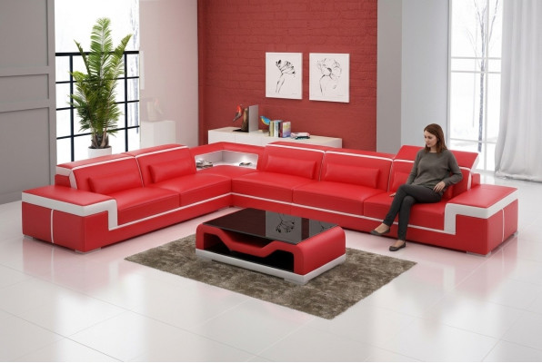 Divano design Divano angolare Set di divani imbottiti Composizione salotto a L-