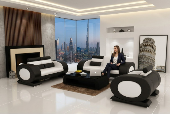 Set di divani in pelle divano divano divani divano divani 3 pezzi poltrona posto a sedere