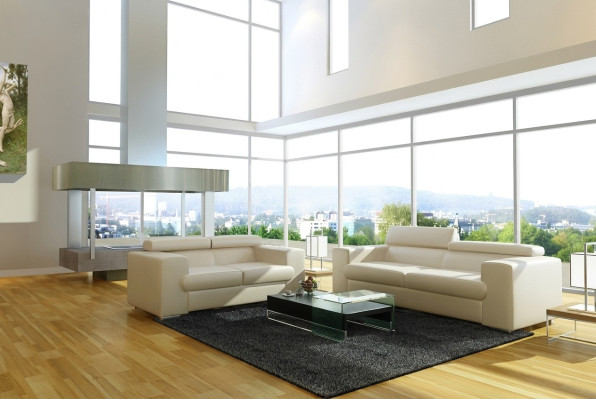 Divano in pelle Divano Set di divani Imbottito 3+1+1 Posti a sedere Divani Design Sofa