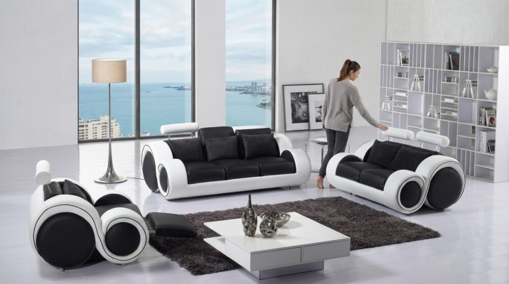 Divano in pelle Divano Divano set 3+2 posti nuovi Design di divano moderno.