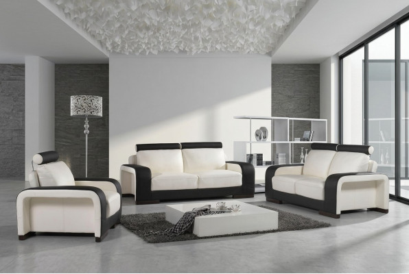 Set di divani design per divani in pelle 3-2-1 posti.