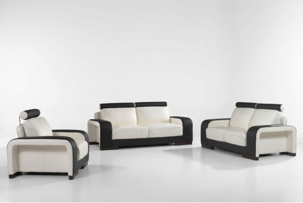 Set di divani design per divani in pelle 3-2-1 posti.