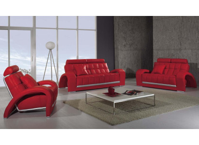 Set di divani design 3+1+1 in pelle con divano e poltrone