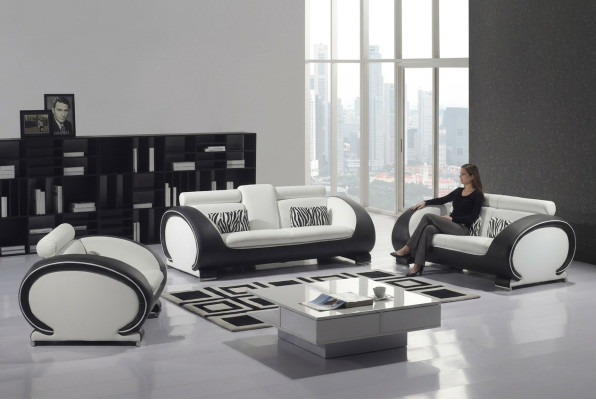 Sofà design Divani 3-2-1 sedute Set divani in pelle Imbottiti