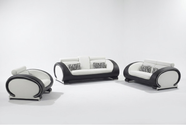 Sofà design Divani 3-2-1 sedute Set divani in pelle Imbottiti