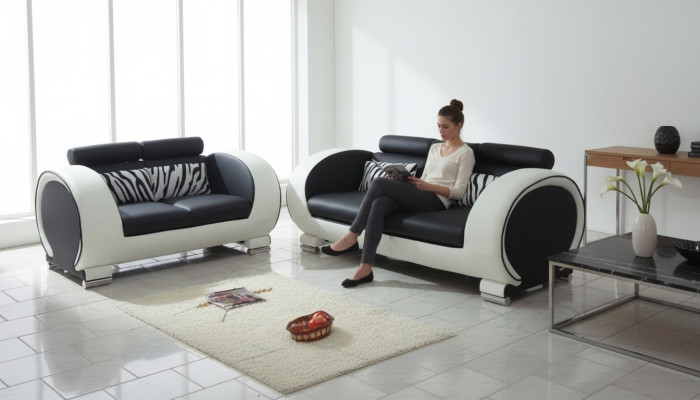 Divani design divani imbottiti 3-2 posti Set divani in pelle.