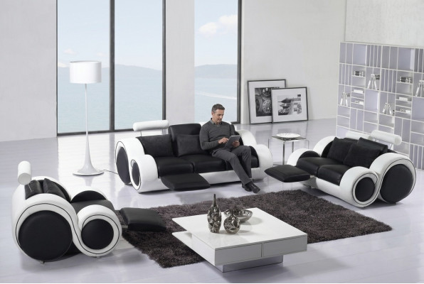 Divano 3+2+1 con funzione relax - Set di divani in pelle